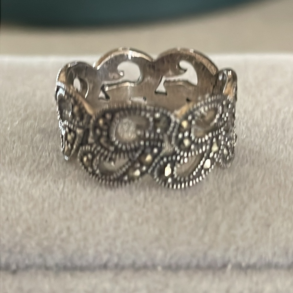 925 Sterling Silver Marcasite Initial Script G Ba… - image 6